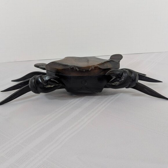 Large hand-carved wooden crab trinket holder from Philippines - 14 inch - Picture 3 of 10